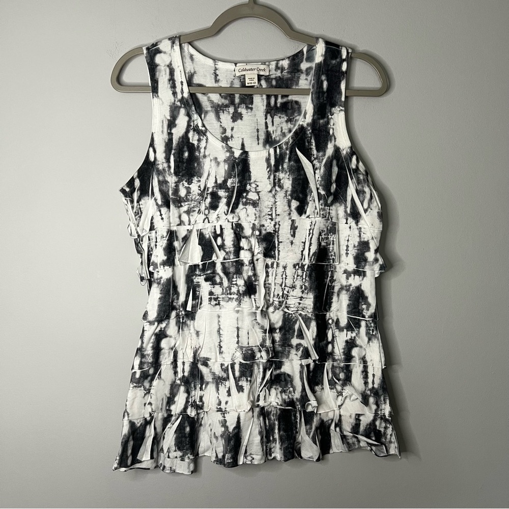 Women’s Coldwater creek black tie dye layered tank size medium M